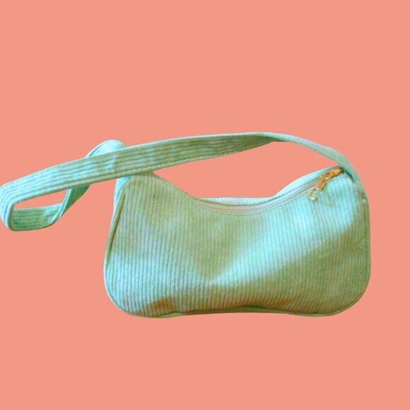 Mint Condition: Ribbed Sage Green Corduroy Shoulder Bag – Brand New! - Picture 5 of 5